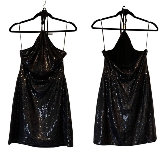 Reformation Dresses & Skirts - Reformation | NWT Sidney Black Sequin Disco Halter Neck Mini Party Dress S